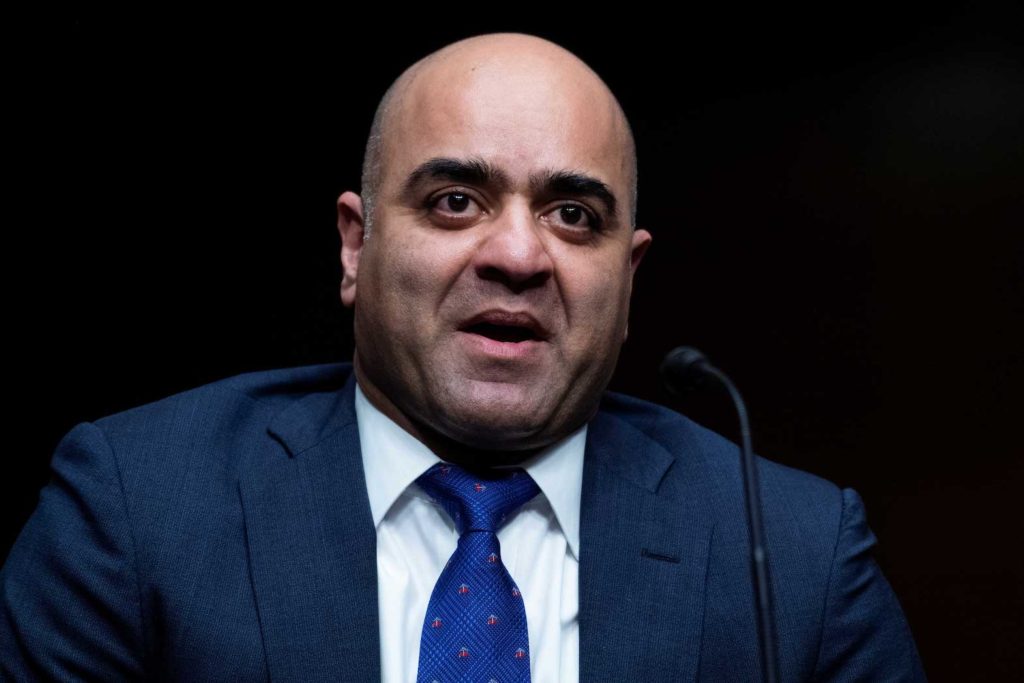 Zahid N. Quraishi, nominee to be a U.S. District Judge for the District of New Jersey, testifies before a Senate Judiciary Committee hearing on pending judicial nominations on Capitol Hill in Washington, U.S., April 28, 2021. Tom Williams/Pool via REUTERS