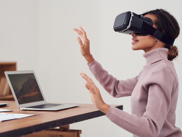 This is a person using virtual reality.
