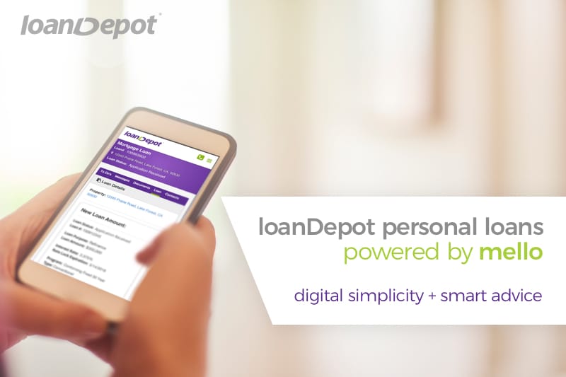 loanDepot personal loans powered by mello platform shown on mobile device, highlighting digital simplicity and smart mortgage solutions.
